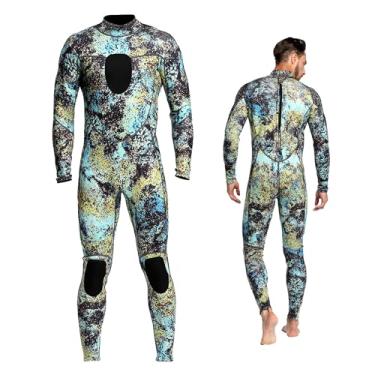 Imagem de Roupa de mergulho masculina 3 mm camuflada neoprene mergulho unissex peça única pele esportiva pesca submarina terno completo (L)