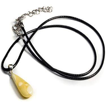 Imagem de Generic Pingente âmbar polido báltico feito à mão, gota de mel leve fosco com cordão para mulheres, mel ou areia, pedra preciosa, Âmbar