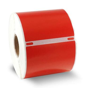 Imagem de BETCKEY Etiquetas coloridas compatíveis com Dymo 30857 (2-1/4" x 10 cm) etiquetas de crachá de identificação de visitante, compatível com impressoras Dymo LabelWriter Thermal 450, 4XL e Zebra Desktop [1 rolo, 250 etiquetas, vermelha]