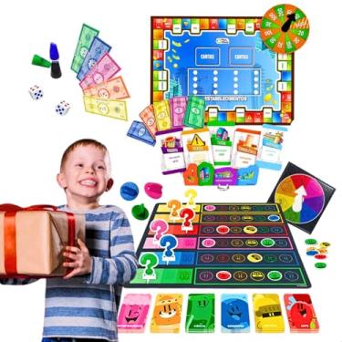 Imagem de Kit 2 Brinquedos Jogo perguntados educativo infantis + Tabuleiro Infantil Pequeno empresário administração de dinheiro educação financeira presente dia das crianças menino natal aniversario
