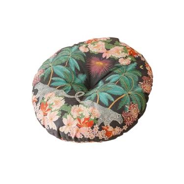 Imagem de Gralara Almofada de chão redonda de, versátil, decorativa, almofada de cadeira, almofada circular para sala de estar, jardim, varandas, Padrão de Coqueiro