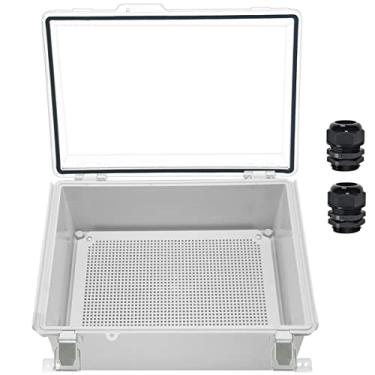 Imagem de Zulkit Caixa De Junção Ip67 Caixa Elétrica À Prova D'Água Com Dobradiça Tampa Transparente Trava De Aço Inoxidável Gabinete De Plástico Para Projeto W Placa De Montagem Suporte De Parede E 2 Prensa-Ca
