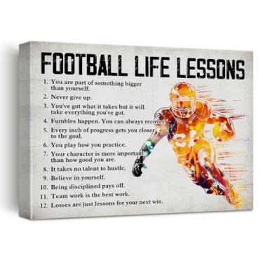 Imagem de Arte inspiradora de parede de futebol para decoração de casa de quarto, lições de vida de futebol, pintura impressa em tela, pronto para pendurar, presentes - Cavalete e gancho para pendurar 30 x 38