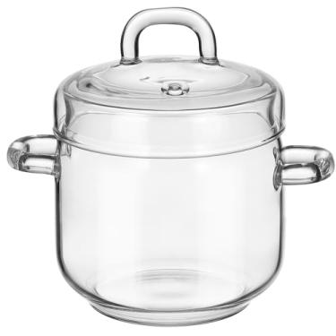 Imagem de Panela de vidro para ferver de vidro espesso, panela de cozimento de 350 ml, panela transparente para micro-ondas, para sopa, macarrão, leite e alimentos