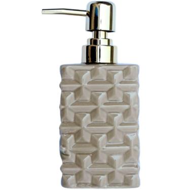 Imagem de Saboneteira Liquida Lavabo Banheiro Cerâmica Gold Bege 350ml