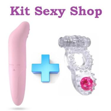 Imagem de Vibrador Feminino Golfinho Ponto G liso e Anel Peniano Kit - Imports