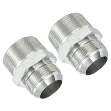 Imagem de PATIKIL Conector adaptador de tubo 1-5/20.3 cm macho 37 ° Flare JIC x 1-1/5.1 cm macho R encaixe de tubulação 2 peças conector hidráulico de encaixe de restrição de alimentação de óleo para sistema de
