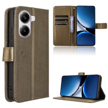 Imagem de Elubugod Capa de couro compatível com Xiaomi Poco X7 Pro 5G, capa flip de couro PU compatível com Xiaomi Redmi Turbo 4 5G capa marrom