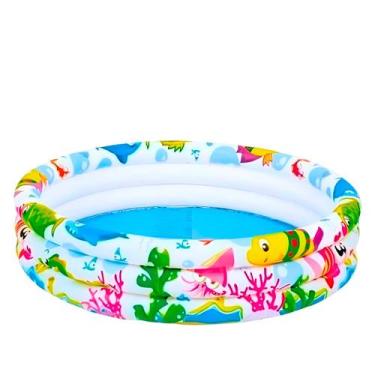 Imagem de Piscina Inflável Redonda Animais Marinhos Infantil 135 Lt - ShopMix