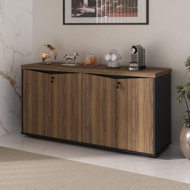 Imagem de Balcão para Escritório 4 Portas com Chaves Nogal/Preto