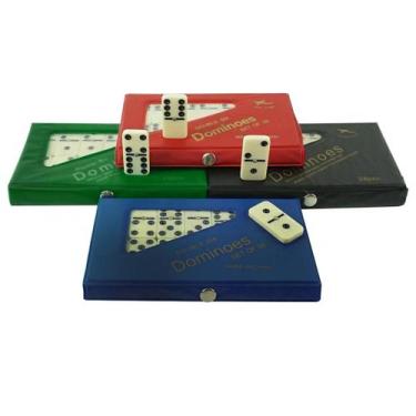 Imagem de Dominó Profissional De Osso Jogo Mais Estojo Com 28 Peças Familia Fest