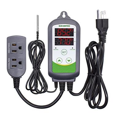 Imagem de Inkbird ITC-308 Controlador De Temperatura Digital Termostato De Saída De 2 Estágios Modo De Aquecimento E Resfriamento Carboy Homebrew Fermentador Estufa Terrário 110V 10A 1100W ITC-308 Verde