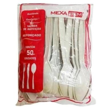 Imagem de Colher Refeição Reforçada Off White C/100 Un (Mexa bem)" - STRAWPLAST