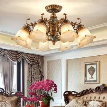 Imagem de Europeu Luxo Sala de Estar Lâmpada Pendente Americano Retro Restaurante Quarto Villa Hotel Roupa Salão de Beleza Café Lustre (B 8 luzes)