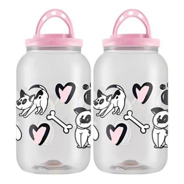 Imagem de 2 Potes Porta Ração Pet 3,6L Multiuso Gato Cachorro Com Alça - Bandeir