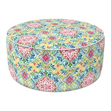 Imagem de LVTXIII Otomano inflável para ambientes internos/externos, pufe redondo grande de 78 cm x A 35 cm, banco de descanso para os pés para todos os climas, apoio para os pés portátil para pátio, jardim,