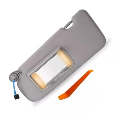 Imagem de YRMST Conjunto de viseira de sol esquerdo com luz espelhada 83280-TLY-H11ZB compatível com Honda CR-V 2017-2022 83280TLYH11ZB (cinza, 1 peça)