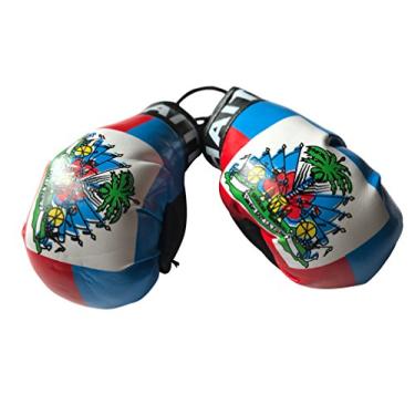 Imagem de Luvas de boxe para pendurar sobre o espelho automotivo Bandeira Pequena – Americas, Country: Haiti, Small