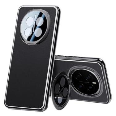 Imagem de FWYANZH Capa de couro para Honor Magic 7 Pro/7, capa de proteção total para lente da câmera, suporte com função fina, à prova de choque, capa rígida, preta, 7