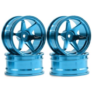 Imagem de REDSPIDER • 1/10 RC Drift Wheels Rims 12mm Hex Alloy Aluminum for 1:10 Scale Rally Racing Car Tires Tamiya TT01 TT02 XV01 TA06 A959 PTG2 HPI KYOSHO HSP PTG2 Touring Street Tyres 4PCS (Blue)