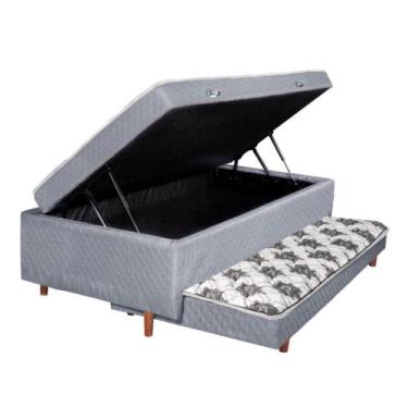 Imagem de Cama Box Baú Conjugada MOLAS ENSACADAS Solteiro com Cama Auxiliar 3 em