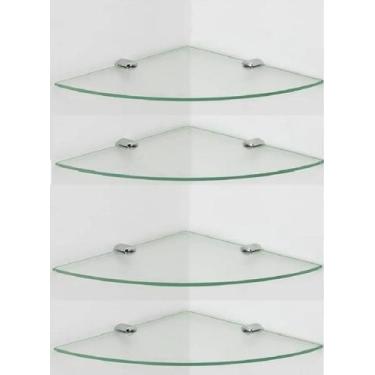 Imagem de Prateleira De Canto 20 Cm Em Vidro Temperado Kit Com 4 Unid - sonharte