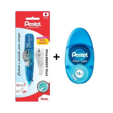Imagem de Fita Corretiva Correction Tape c/ Refil Grátis + Cola em Fita Glue Tap