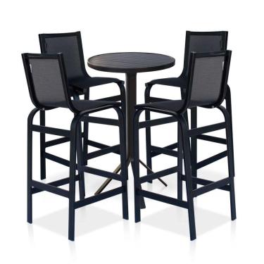 Imagem de Conjunto Mesa Bistrô Com 4 Banquetas Para área Externa - Preto