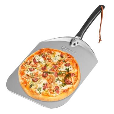 Imagem de Q Pizza Peeling de pizza de alumínio - 30,5 cm de metal para forno de grelha - Espátula de pizza para assar pão, massa de pastelaria, torta e bolo, acessório de pizza PT200