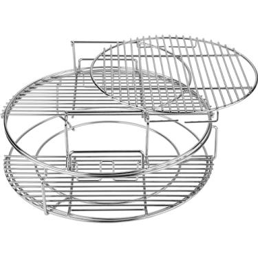 Imagem de BONPAZ Conjunto de 3 prateleiras expansoras de grelha com 5 peças, suporte empilhável – Ovo verde grande, acessório de substituição para kit de grelha de expansão clássico Kamado Joe