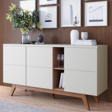 Imagem de Buffet 3 Portas Detalhadas Noronha Off White Matte/freijó