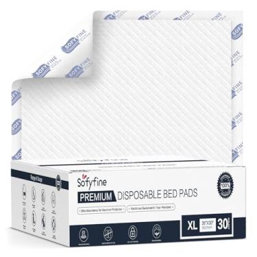 Imagem de SOFYFINE Protetores De Cama Descartáveis Resistentes A Rasgos Para Adultos Chucks, Incontinência, 30" X 36" (30 Unidades), Absorventes Higiênicos Impermeáveis Premium E Grossos Idosos, 10X Superabso