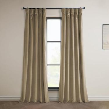 Imagem de HPD Half Price Drapes Cortinas de veludo de pelúcia Heritage 96 polegadas longas cortinas de escurecimento de quarto e sala de estar 127 cm L x 96 C, (1 painel), museu taupe
