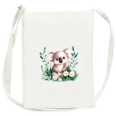 Imagem de BJDAMAI Mini bolsa de lona para adolescentes e meninas, pequena bolsa com alça de ombro para celular, chaves, batom, moeda!, Coala
