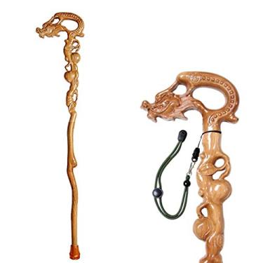 Imagem de LXPYMXDP Bengala de caminhada, bengala de madeira maciça, bengala de mogno, bengala de mogno, bengala para idosos, bengala esculpida à mão