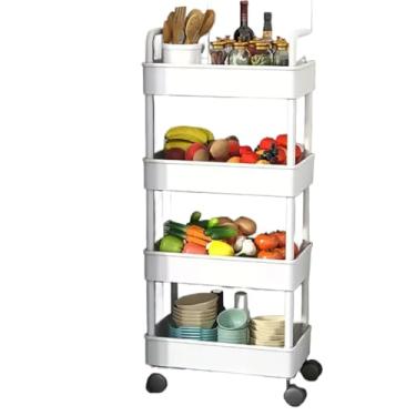Imagem de Carrinho Organizador Multiuso Com Rodinhas Banheiro Lavanderia 3 e 4 Prateleiras(4 Andares,Branco)