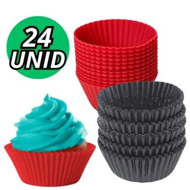 Imagem de Conjunto Com 24 Formas Silicone Cupcake Kit Forminhas Para Bolo Muffin