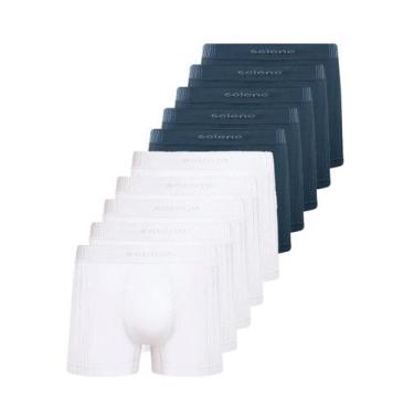 Imagem de Kit com 10 Cuecas Boxer Selene 11070-002//440 Colorido, Branco, G