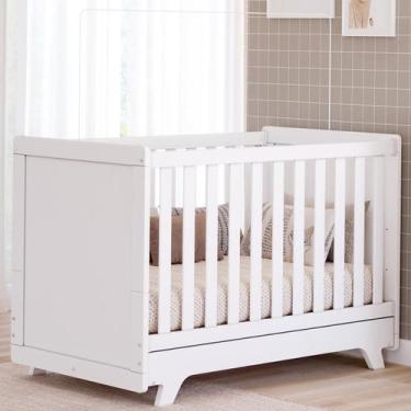 Imagem de Berço Americano 2 em 1 Mini Cama Retrô MDF Faura, Branco Brilho
