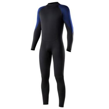 Imagem de Niksa Roupa de mergulho masculina 3/2 mm, neoprene SBR Full Wet Suit YKK zíper traseiro para surfe, natação, mergulho, esportes aquáticos, P