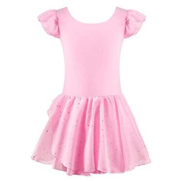 Imagem de EQSJIU Vestido de balé de manga com babados para meninas de 1 a 10 anos, Chiffon rosa, 2-3 Anos
