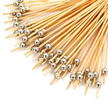 Imagem de 100 palhetas de coquetel de bola de discoteca, espetos de bambu prata de 12 cm para aperitivos, bebidas, frutas, decorações de festa, tábuas de charcutaria e mais