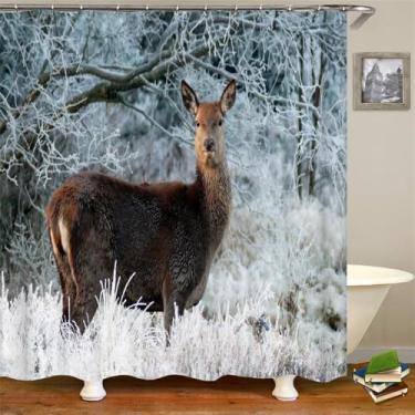 Imagem de Cortinas de chuveiro de leão de cavalo impressão zebra elefante cortinas de banheiro à prova d'água poliéster pano decoração 180 * 240 cm cortina, DM6370, W90xH180 cm