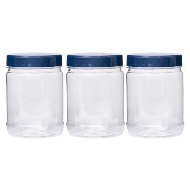 Imagem de 3 Pote Porta Mantimentos Plástico Organizador Multiuso 1 Litro (Vinho)