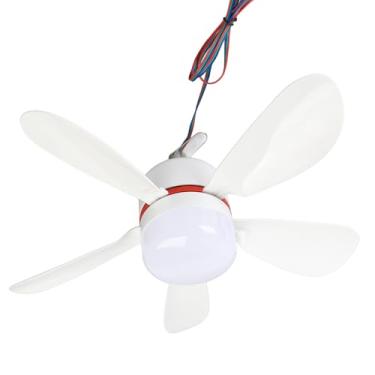 Imagem de Cffuvros Ventilador de teto portátil com luz LED, 16.5 polegadas 12V DC pilhas Canopy Fan para Camping Tendas Gazebos, lâminas removíveis ao ar livre pendurado ventilador para