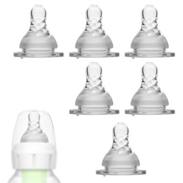 Imagem de BOXOB 6 Peças Bico de Silicone para Mamadeiras Dr. Brown, 3,8 cm Fluxo Lento Bico Estreito de Transição Acessórios Reposição para Canudo Compatível com Mamadeiras Dr. Brown