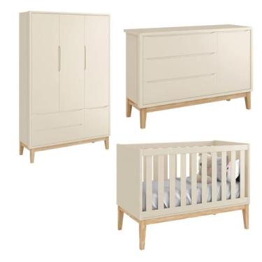 Imagem de Jogo de Quarto para Bebê Completo 3 Portas Classic New Areia Fosco com