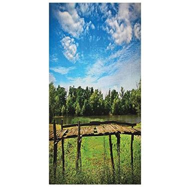 Imagem de Película de privacidade para janela de paisagem, janela decorativa 3D, decalques de vitrais, adesivo de janela aderente estática não adesivo, L90 x C 190 cm azul verde