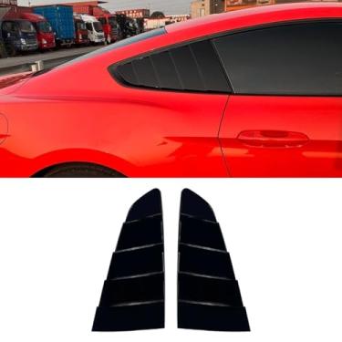 Imagem de Guarnição de bochecha de tubarão para janela de triângulo traseiro de carro para Mustang MK6 2015-2023 Tampa de acabamento de janela lateral traseira acessórios de carro (preto brilhante)