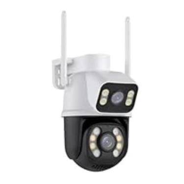 Imagem de Câmera IP Sem Fio de Segurança Externa HD 3MP, Câmera de Visão Noturna Infravermelha WiFi, Dupla Lente Grande Angular, IP66 à Prova D'água e à Prova de Poeira, Chamada de Voz Bidirecional!!